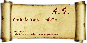 Andrásek Irén névjegykártya